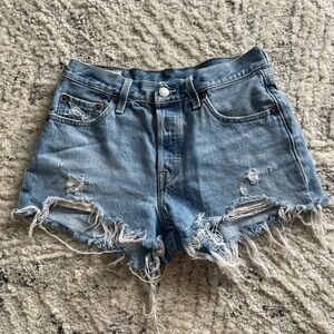 Levi's Light Blue Distressed Jean Shorts